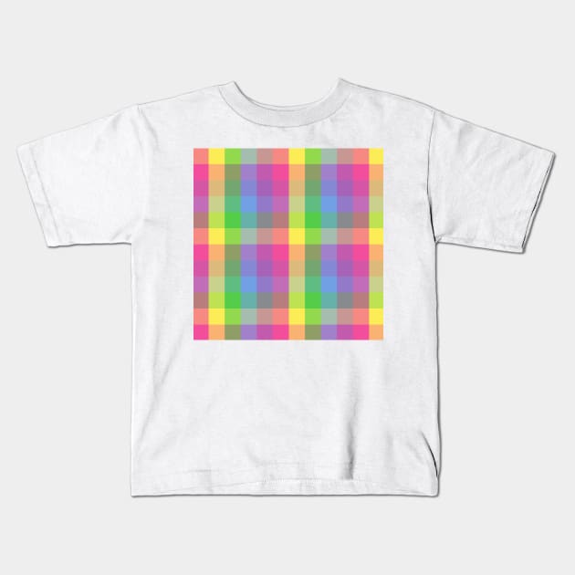 Rainbow Checkered Pattern | Multicolor Pattern Kids T-Shirt by Honeynandal